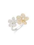 Kc Designs Diamond & 14k White Gold Double Flower Ring Cocktail Ring