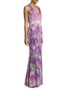 Badgley Mischka Printed Tulle Gown