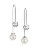 Majorica Callie 8mm White Pearl Threaded Drop Earrings