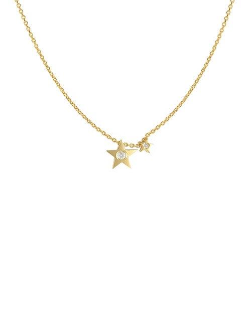 Saks Fifth Avenue 14k Yellow Gold & Diamond Star Pendant Necklace