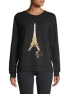 Karl Lagerfeld Paris Sequin Eiffel Tower Graphic Sweatshirt