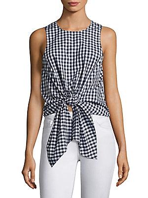 Prose & Poetry Evelyn Tie-front Gingham Cotton Cropped Top