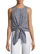 Prose & Poetry Evelyn Tie-front Gingham Cotton Cropped Top