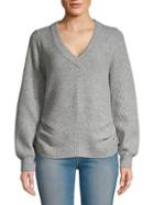 Frame Cinched Rib-knit V-neck Wool & Cashmere Sweater