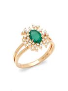 Hueb 18k Yellow Gold Emerald & Diamond Ring