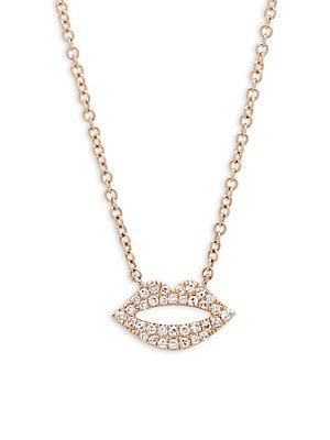 Saks Fifth Avenue Diamond And 14k Rose Gold Lips Pendant Necklace