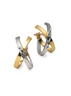 Saks Fifth Avenue Made In Italy 14k Two-tone Gold Crisscross Earrings