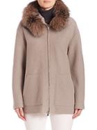Eleventy Fur Trim Hooded Coat