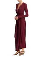 Alexandre Vauthier Gathered Jersey Plunging Long-sleeve Gown