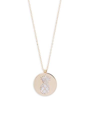 Sphera Milano Made In Italy Pineapple Coin Mother-of-pearl & 14k Yellow Gold Pendant Necklace