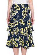 Marni Ruffled Floral-print Cloqu&eacute; Skirt