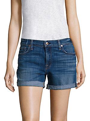 7 For All Mankind Relaxed Rolled Denim Shorts