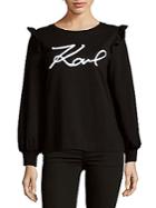Karl Lagerfeld Paris Ruffled Shoulder Sweatshirt