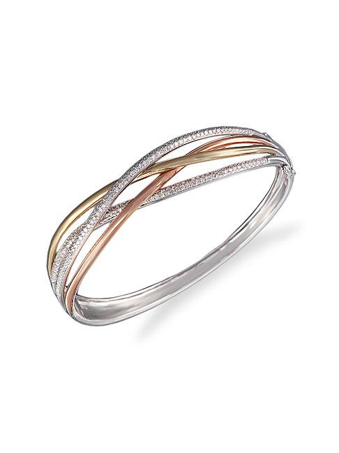 Effy 14k Tri-tone Gold & Diamond Bangle Bracelet