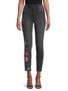 Driftwood Floral Embroidery High-rise Skinny Jeans
