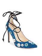 Isa Tapia Embroidered Leather Stiletto Pumps