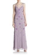 Adrianna Papell Embellished Illusion Top Gown