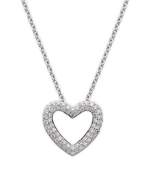 Nephora 14k White Gold & Diamond Heart Pendant Necklace