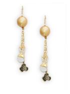 Alanna Bess 13mm Gold Potato Pearl & Crystal Drop Earrings