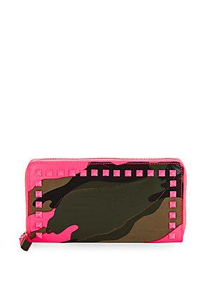 Valentino Studded Leather Camouflage Wallet