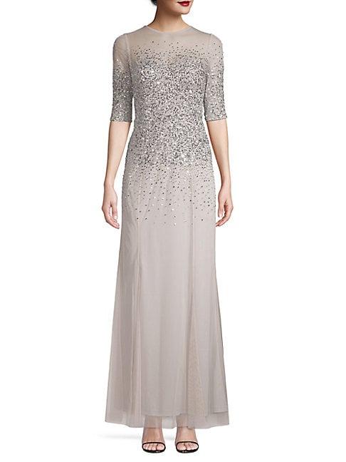 Adrianna Papell Illusion Sequin Gown