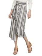 Bcbgmaxazria Striped Asymmetrical Cotton Blend Midi Skirt