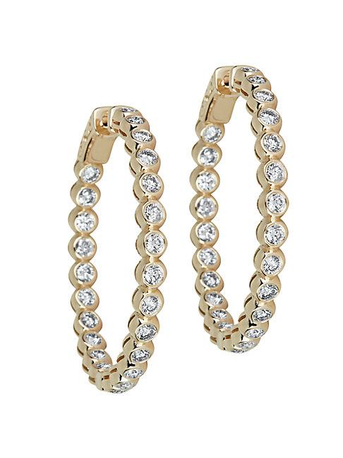 Saks Fifth Avenue 14k Yellow Gold & White Diamond Hoop Earrings