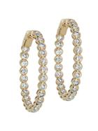 Saks Fifth Avenue 14k Yellow Gold & White Diamond Hoop Earrings