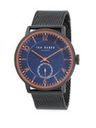 Ted Baker London Chronograph Stainless Steel Mesh Strap Watch