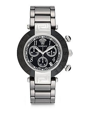 Versace Stainless Steel Ceramic Link Chronograph Bracelet Watch