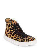 Charlotte Olympia Purrrfect Leopard-print Calf Hair High-top Sneakers