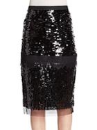 Bcbgmaxazria Cristal Mixed-sequin & Lace Pencil Skirt
