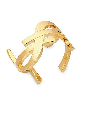 Yves Saint Laurent Brass Monogram Cuff Bracelet