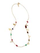 Diane Von Furstenberg Mixed Reconstituted Stone Charm Station Necklace
