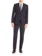 Armani Collezioni Solid Navy Wool Stretch Suit