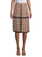 Marc Jacobs Pixel Check Pleated Silk Skirt