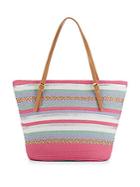 Saks Fifth Avenue Striped Straw Tote Bag