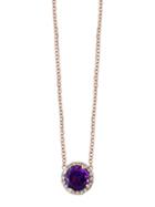 Effy Amethyst And Diamond 14k Rose Gold Pendant Necklace