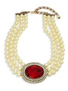 Heidi Daus Faux Pearl Oval Center Necklace