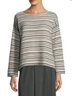 Eileen Fisher Striped Cotton-blend Sweater