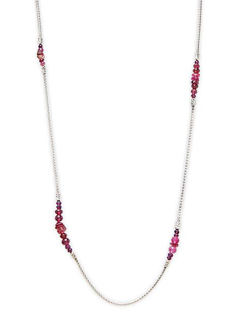 John Hardy Garnet Pink Tourmaline & Sterling Silver Chain Necklace