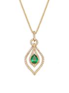 Effy 14k Yellow Gold Emerald & Diamond Cutout Teardrop Pendant Necklace