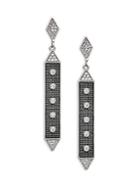 Freida Rothman Industrial Finish Sterling Silver & Cubic Zirconia Linear Earrings