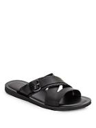 Massimo Matteo Two-band Leather Slide Sandals