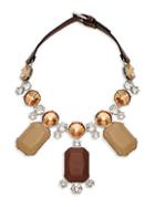 Burberry Statement Crystal & Leather Necklace