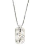 Degs & Sal Sterling Silver Hammered Dog Tag Pendant Necklace