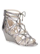 Kenneth Cole Dylan Metallic Leather Lace-up Wedge Sandals