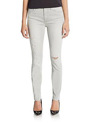 7 For All Mankind Distressed High Waist Skinny Ankle Jeans