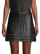 Alice + Olivia Jaya Chain-accented Leather Mini Skirt