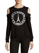 Karl Lagerfeld Cold-shoulder Graphic Sweater